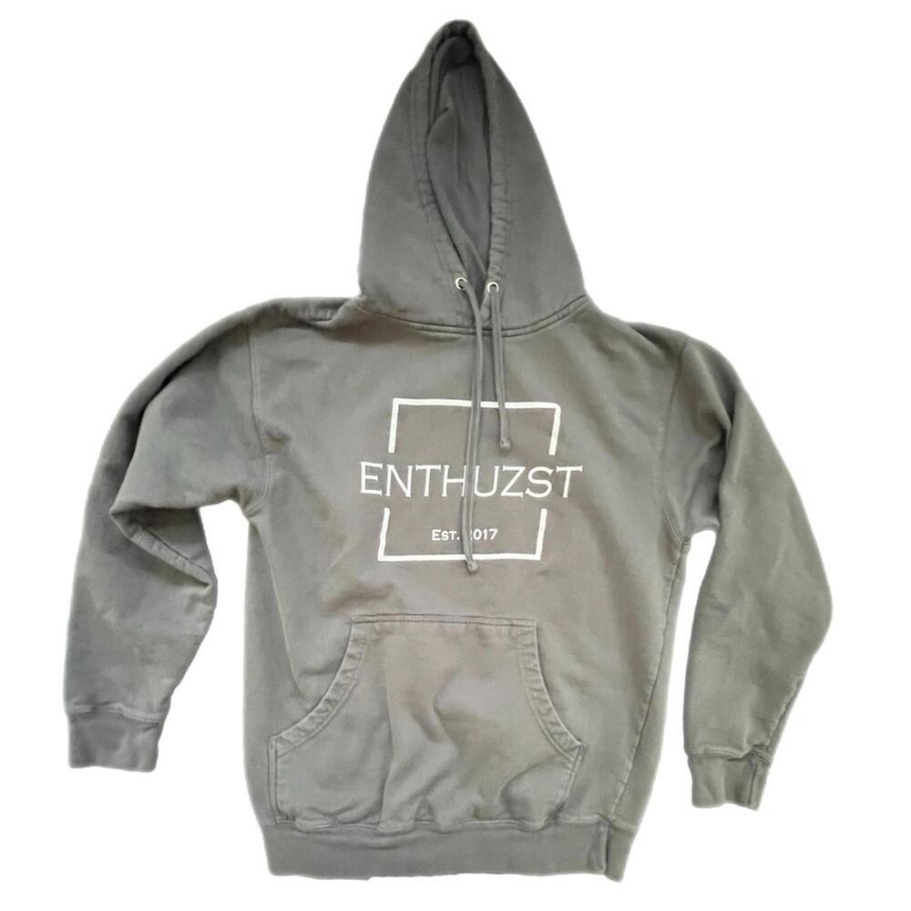 Enthuzst Hoodie Gray Graphic Logo Pullover Streetwear Size M‎
